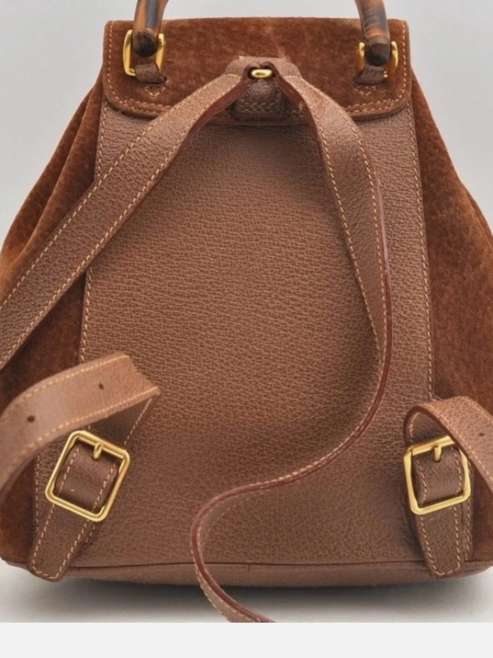 Gucci Vintage Brown Suede Leather Drawstring Backpack Bag